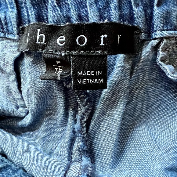 Theory Paperbag Waist Pull On Chambray Blue Tencel Jogger Pants - Picture 4 of 5